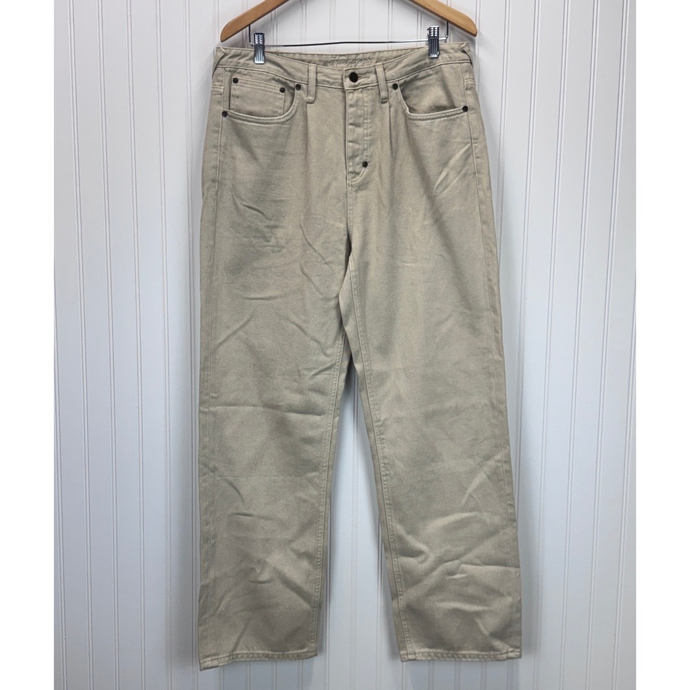 PRPS Straight Leg Jeans Mens 33 Beige Sand Button Fly Japanese Denim Workwear